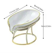 Clear Plastic Soap Dish with Gold Iron Frame (1pc) - KENDRI SHOP