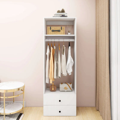 A2 Modular Wooden Closet Organizer System,Clothes Organizer, Closet System with 1 Closet Shelves, Closet Organizer System with 2 Closet Drawers for Clothes Storage, Walk in Closet Organizers and Storage, Closet(24"W x 16"D x 71"H) - KENDRI SHOP