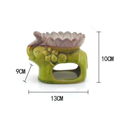 Lotus Ice Crack Elephant Aromatherapy Burner, Ceramic - KENDRI SHOP
