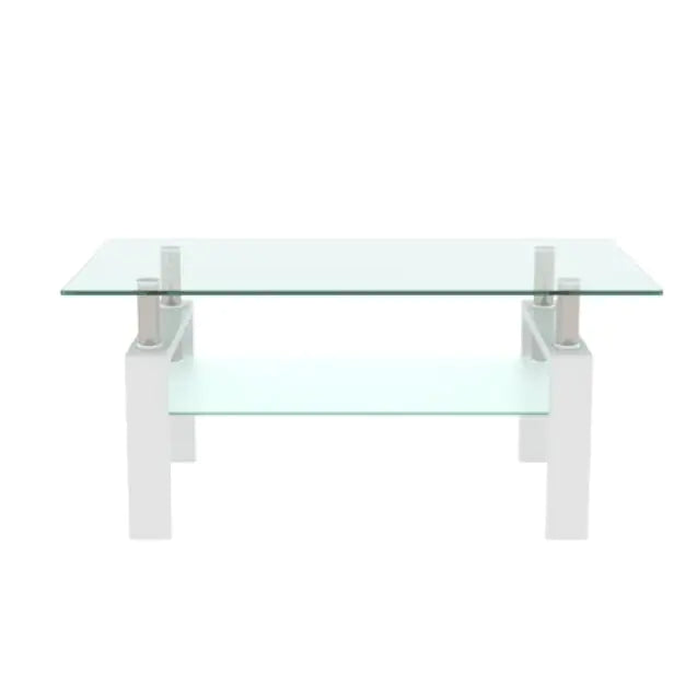 White Coffee Table, Clear Coffee Table, Modern Side Center Tables For Living Room, Living Room Furniture - KENDRI SHOP