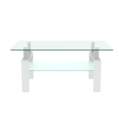 White Coffee Table, Clear Coffee Table, Modern Side Center Tables For Living Room, Living Room Furniture - KENDRI SHOP