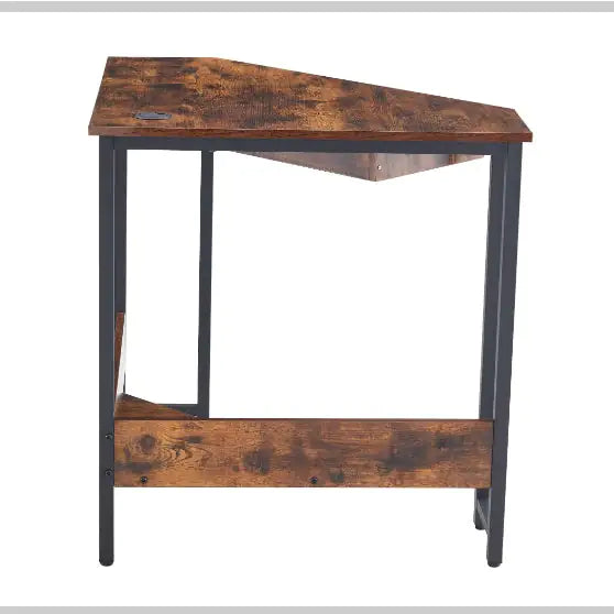 Triangle Computer Desk, Corner Table With Sleek Keyboard Tray And Storage Shelves, Compact Home Office - KENDRI SHOP
