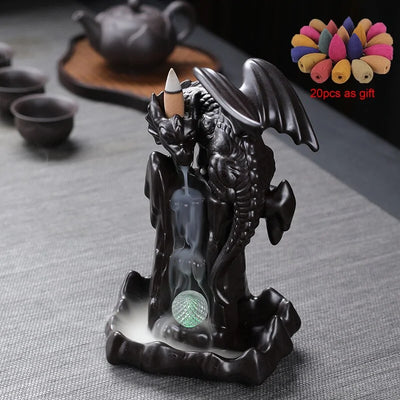 LED Ceramic Backflow Waterfall Smoke Incense Burner - KENDRI SHOP