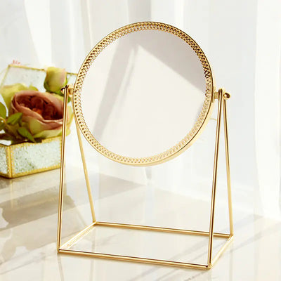 Vintage Gold Desktop Makeup Mirror with Decorative Edge - KENDRI SHOP