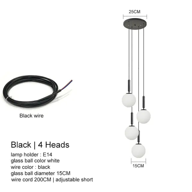 Modern Led Glass Ball Chandelier Lights - KENDRI SHOP