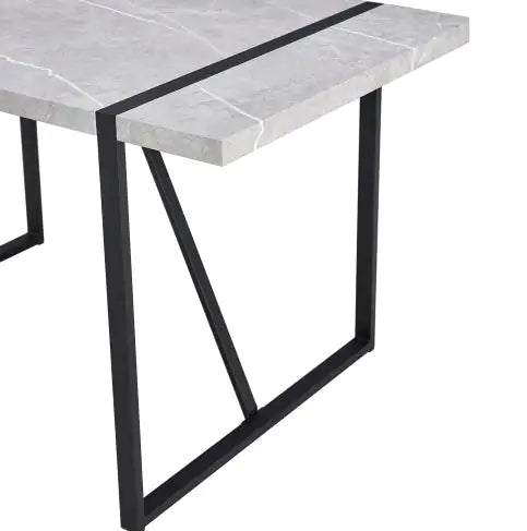 Modern Dining Table, 55 Inch Kitchen Table For 4 People, Rectangular Dinner Table For Dining Room, Home Office, Living Room Furniture, Easy Assembly, - KENDRI SHOP