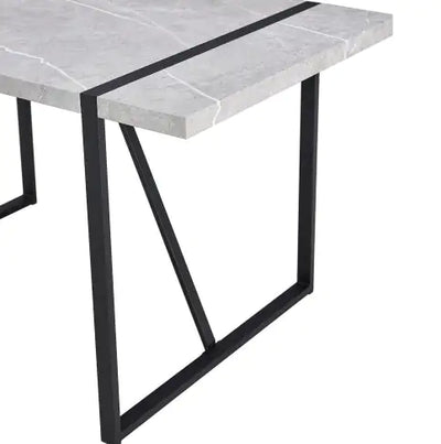 Modern Dining Table, 55 Inch Kitchen Table For 4 People, Rectangular Dinner Table For Dining Room, Home Office, Living Room Furniture, Easy Assembly, - KENDRI SHOP
