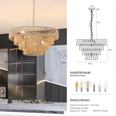 Bohemian Woven Chandelier -Unavailable Platform- Temu - KENDRI SHOP