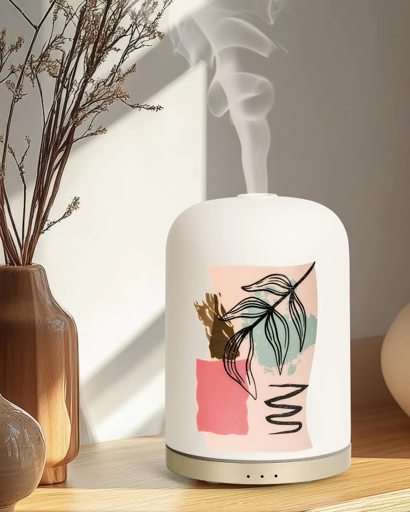 110ML Essential Oil Diffuser with Handmade Ceramic Cover Aromatherapy Diffuser for Large Room Quiet Ultrasonic Aroma Diffuser with Auto-Off Timer USB Cable Night Light for Home Yoga & Office - KENDRI SHOP