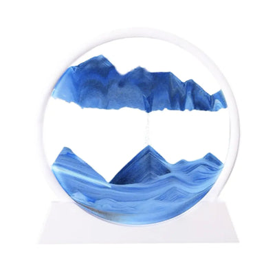 Moving Sand Art PictureLiquid Motion 3D Sea Sandscape in Motion Display Flowing Sand Frame Desktop Art Bookshelves Home Office Decoration (Whie-Blue 7 Inch) - KENDRI SHOP
