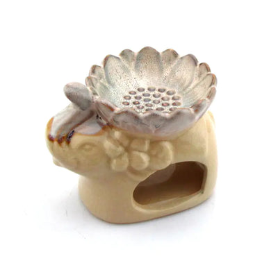 Lotus Ice Crack Elephant Aromatherapy Burner, Ceramic - KENDRI SHOP