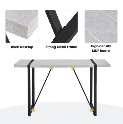 Modern Dining Table, 55 Inch Kitchen Table For 4 People, Rectangular Dinner Table For Dining Room, Home Office, Living Room Furniture, Easy Assembly, - KENDRI SHOP
