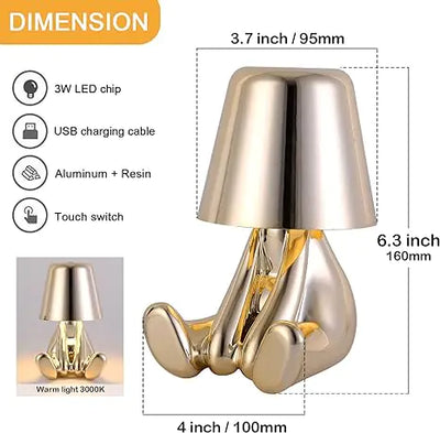 Modern Bedside Light Cute Golden Man Cordless Night Light - KENDRI SHOP