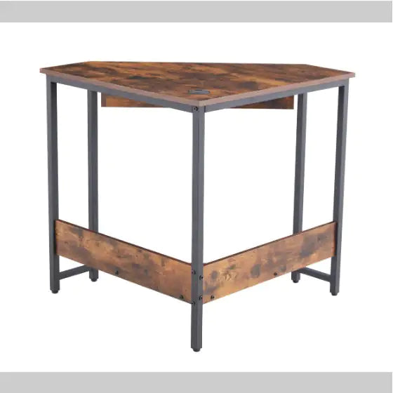 Triangle Computer Desk, Corner Table With Sleek Keyboard Tray And Storage Shelves, Compact Home Office - KENDRI SHOP