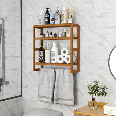 Galood Bathroom Organizers and Storage Shelves Towel Rack3 Tier Over The Toilet Paper Storage Cabinet Corner Shelf Wall Mounted Brown - KENDRI SHOP