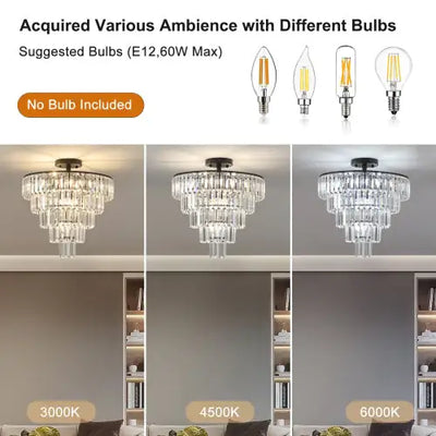 Large Black Crystal Chandelier, Contemporary Style Chandelier, Dining Room, Living Room, Bedroom - Bulb Not Included  Unavailable Platforms- Temu - KENDRI SHOP