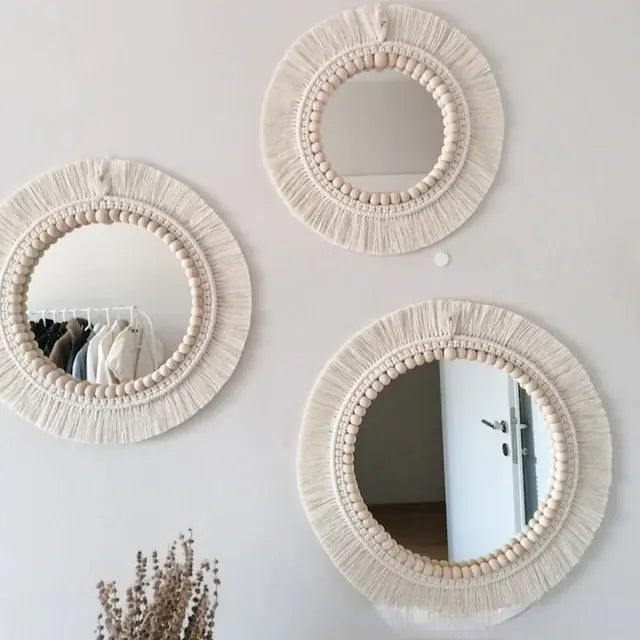 Nordic Hand-Woven Decorative Hanging Mirror - KENDRI SHOP