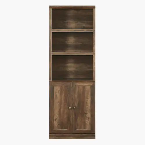 1 Door Bookshelf With USB Port And 3 Open Bookshelf Bookshelves Side Cabinet Storage Shelves, Rustic Brown - KENDRI SHOP
